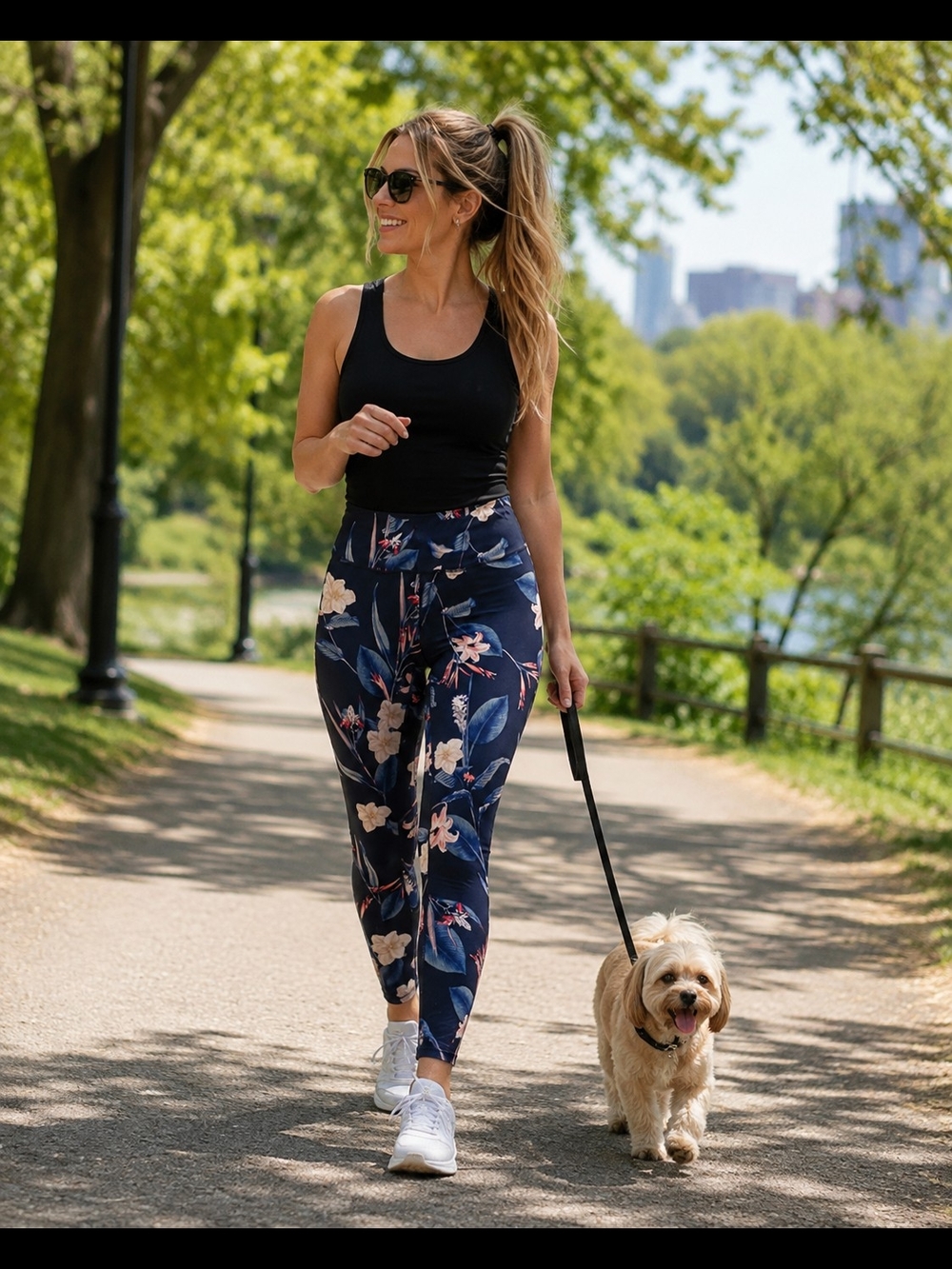 5/25$ Zella Navy Floral High-Rise Leggings